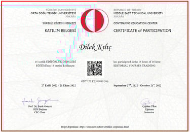 Editörlük sertifikası dilek kılıç odtü sem