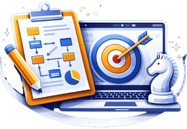 Définition de votre stratégie web par Montechinformatique : planification, ciblage et objectifs pour votre succès digital.