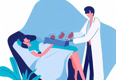 a doctor examining a patient's abdomen