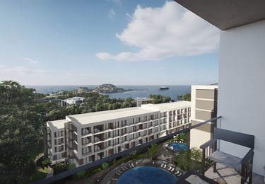 Türkiye'nin Bartın ilinin Amasra ilçesinde gerçekleşmesi planlanan Blue Amasra adında bir toplu konut projesinin görüntüsü.