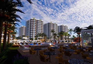 Kuzey Kıbrıs'ta bir yaşamı alanı ve insanların barınabileceği binalar olan inşaat projesi.