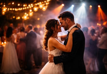 Sonido impecable, iluminación elegante y DJ que entiende tu boda.