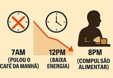 `Consequências de pular café da manhã - Linha do tempo metabólica