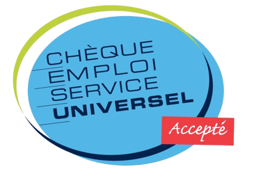 Logo du Chèque Emploi Service Universel accepté pour les prestations de ménage et bricolage.