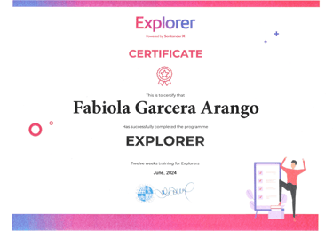 lado delantero del certificado de participación de la universidad de Jaén, para fabiola garcera