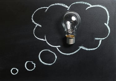 Light bulb in thought ubble