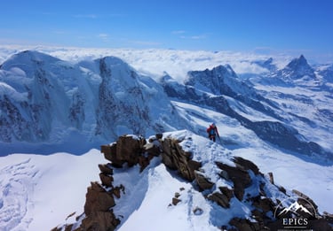 Alpinism in Mont Rose, seeing Lyskamm and Matterhorn, Switzerland