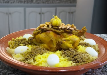 Rfissa – Moroccan Chicken & Lentils over Trid