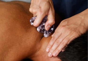 Physiotherapist applying dry needling to rele