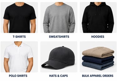 Blank T-shirts and apparel options for businesses, schools, teams and organizations