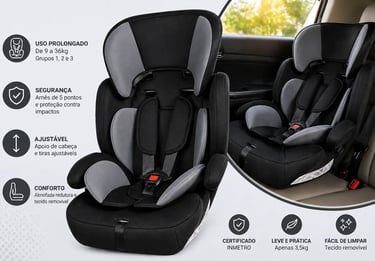 cadeirinha infantil styll baby 9 a 36kg segura e ajustavel para carro