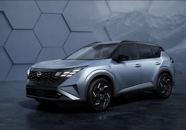 Nissan SUV moderno com design futurista e tecnologia hibrida representando nova fase da marca