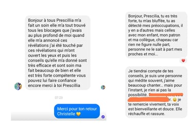témoignages des clientes de Prescilia Lobé