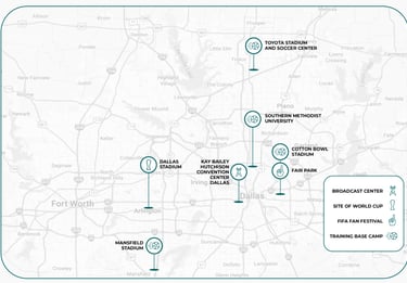 FIFA 2026 locations around dallas fort worth
