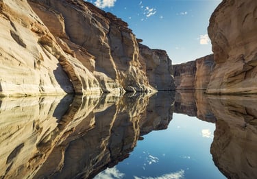 Flagstaff/Page Travel - Golden cliffs in Lake Powell, one of the largest man-made lakes