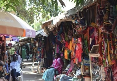 Colourful local market stalls in West Africa | Birding Adventures Gambia
