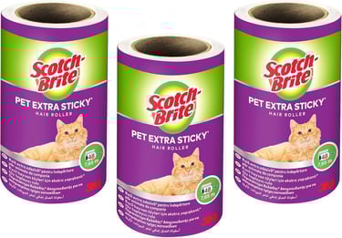 three rolls of cat litter paper on a roll of toilet paper
