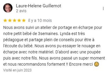 avis client portage bébé 5 étoiles