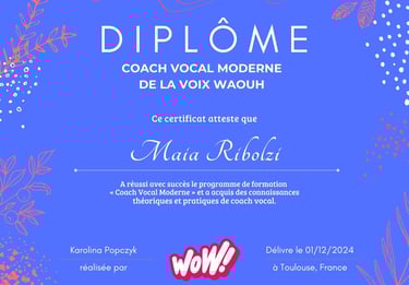 Maia Ribolzi - Diplome de coach vocal moderne