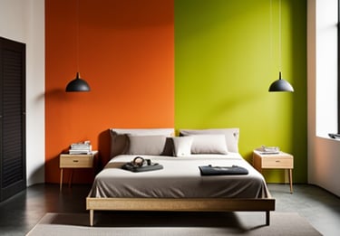 painting serivce dubai a bedroom with a bed and a lamp
