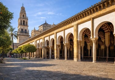 Great Mosque of Cordoba in Spain, historic monument of Al-Andalus famous for its unique Islamic architecture.