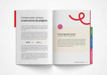 A imagem mostra o Guia de Web Design Acessível aberto.