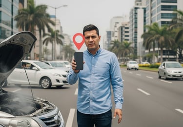 un hombre enviando ubicación por medio de su teléfono