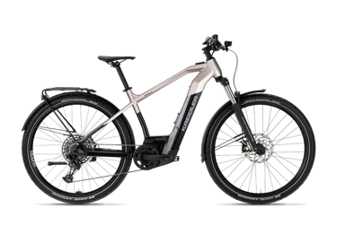 Kreidler Vitality E-Bike with champagne frame, Schwalbe tires, and integrated battery for urban commuting.