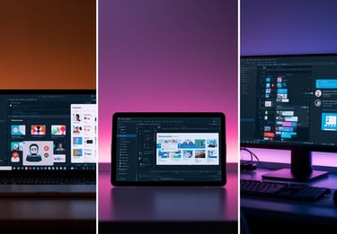 Multiple vibe coding platforms displaying visual AI app development interfaces