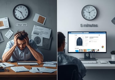 Traditional slow product page building versus modern fast automation