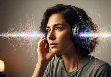 Person listening to AI-generated audio.