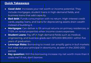 Key takeaways from blog on good forms of debt