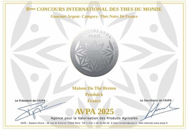 medaille argent concours international AVPA thé