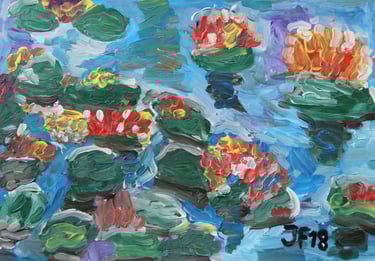 a painting of water lilies