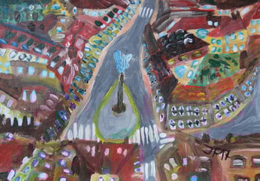 a painting of Vilnius from above