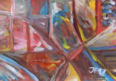 a painting of a stained glass window