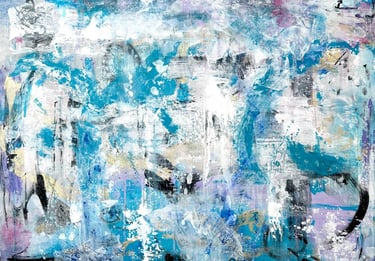 Teal and white painting Enigmatic Expression