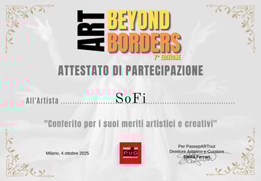 Attestation de participation à la 7e édition de l'Art Beyond Borders à Milan