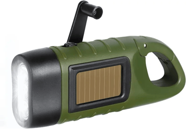 prunus LED Linterna de Emergencia con Manivela color verde con negro, ideal para exteriores