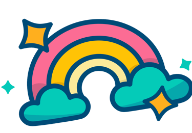 cartoon like modern shaped rainbow icon illustration 