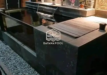 dekorasi kolam renang dan taman kerajinan tangan.