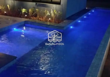 kolam renang minimalis hasil dari dayanapool dengan mozaik kuda laut