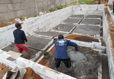 Pembuatan kolam renang di daerah Jepara oleh tim dayanapool