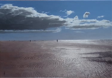 Tableau peinture à l'huile - Plage illuminée à Berck