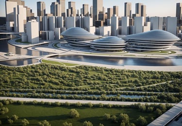 Public plaza at Aurelia Wave Civic Center in Dubai Marina