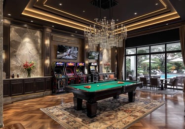 Heated pool and landscaped terraces in the private backyard of Château Forest Hill, Toronto