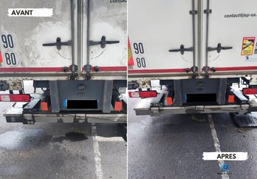 avant / après nettoyage de camion porteur