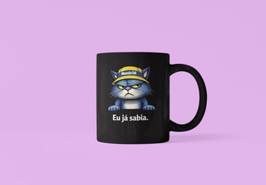 Canecas de Ceramica Premium 360ml Bad Mood Colleccion Eu já sabia preta