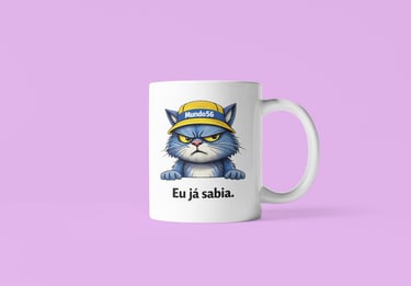 Canecas de Ceramica Premium 360ml Bad Mood Colleccion Eu já sabia  branca