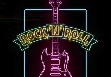 Rock'N'Roll guitar neon sign closeup